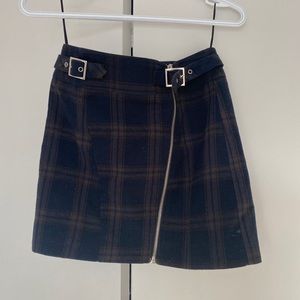 Topshop Front Zipper Plaid Skirt